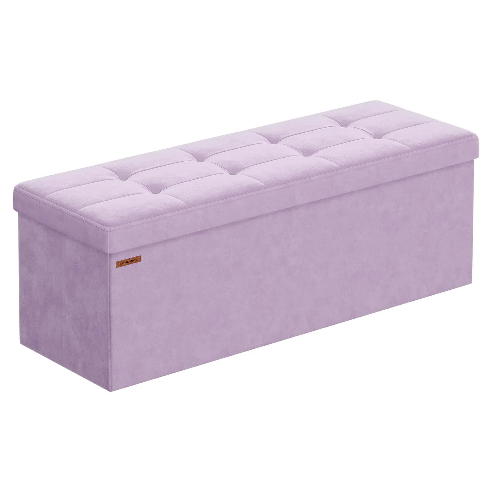 SONGMICS Puff Almacenaje Plegable 38x110x38cm Lila Claro LSF277P01