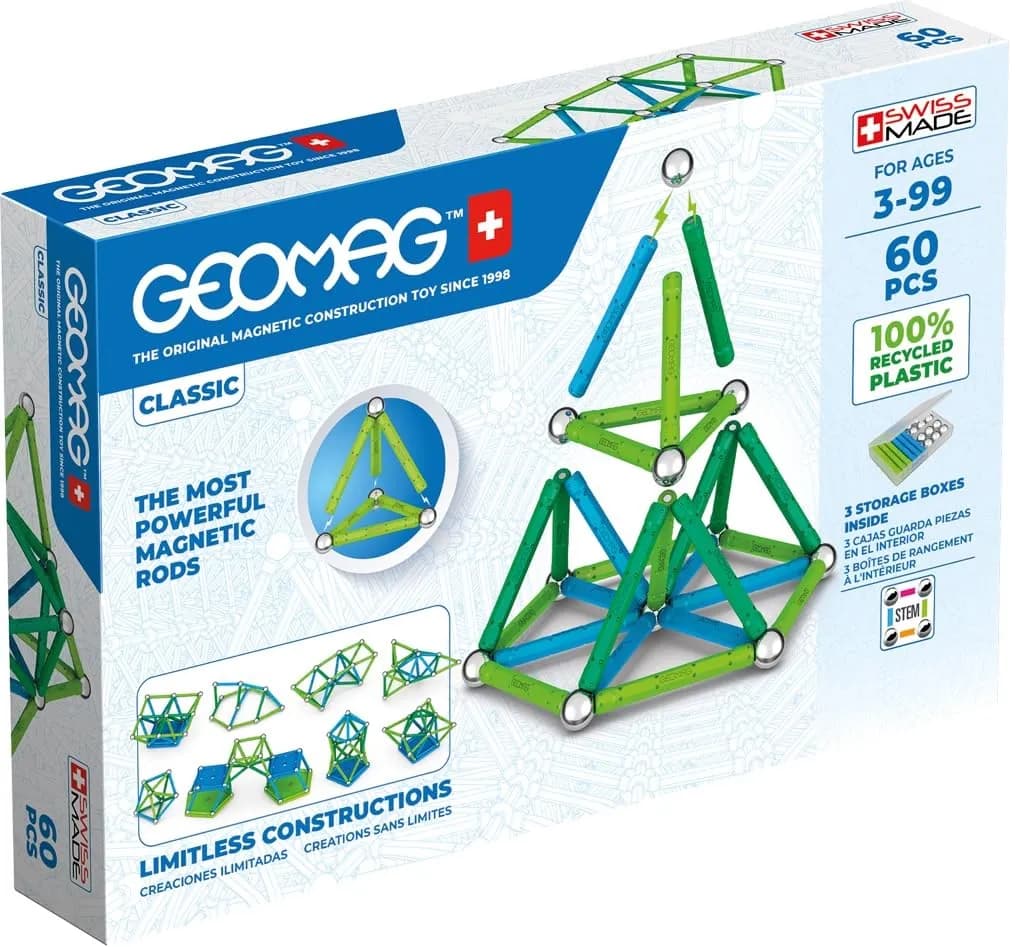 Geomag Classic Green Line - Set de Construcción Magnético de 60 Piezas