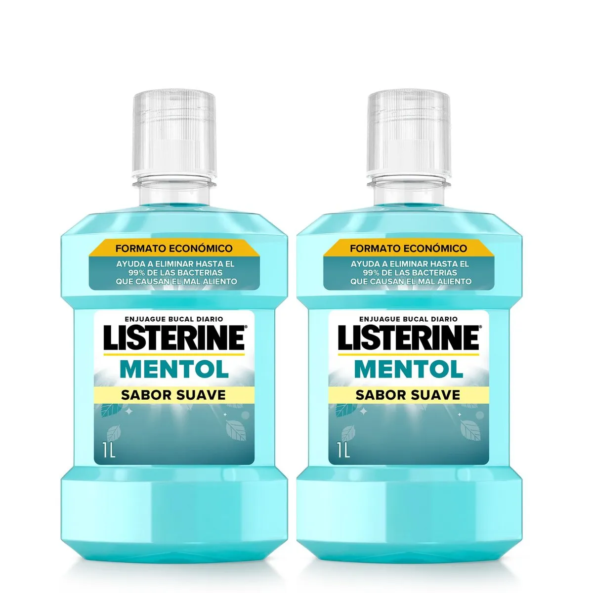Pack 2x1L Listerine Enjuague Bucal Mentol Sin Alcohol Menta Suave